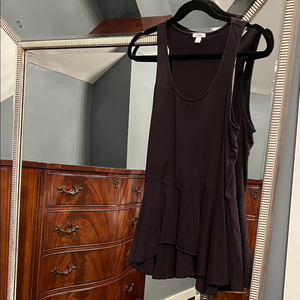 dylan Black Ruffled Tank Top